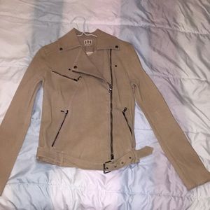 Tan leather jacket with belt